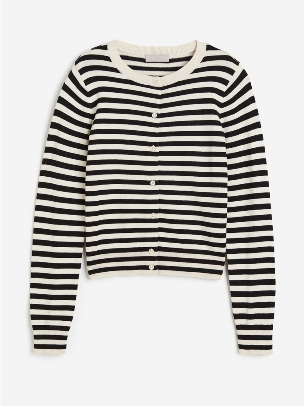 H&M Black & Cream Striped Button-Front Cardigan